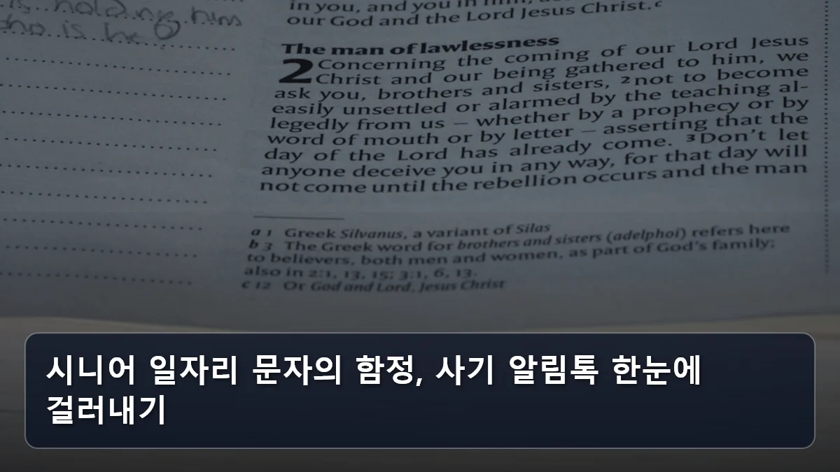 시니어 일자리 문자의 함정, 사기 알림톡 한눈에 걸러내기 관련 이미지