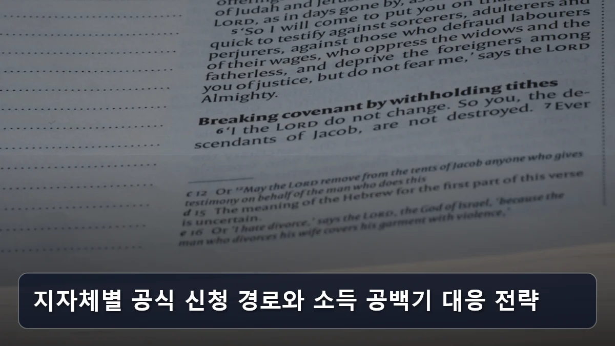 지자체별 공식 신청 경로와 소득 공백기 대응 전략 관련 이미지