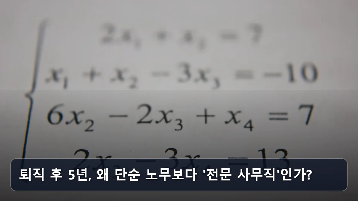 퇴직 후 5년, 왜 단순 노무보다 '전문 사무직'인가? 관련 이미지